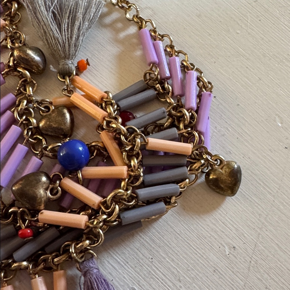 Vintage Bohemian Multicolor Layered Tassel Necklace - Picture 9 of 9